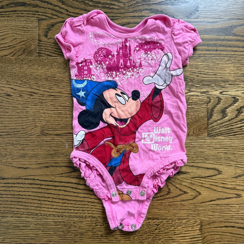 Disney Pink and Blue Bodysuit with Mickey Sorcerer Design